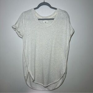 Lou & Grey Heather Oatmeal Folded Short Sleeve Rounded Bottom Size XS oversized